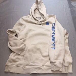 Carhartt Womens 3X Relaxed Fit Cream Graphic Sleeve Hoodie 102791-W03 Sweatshirt